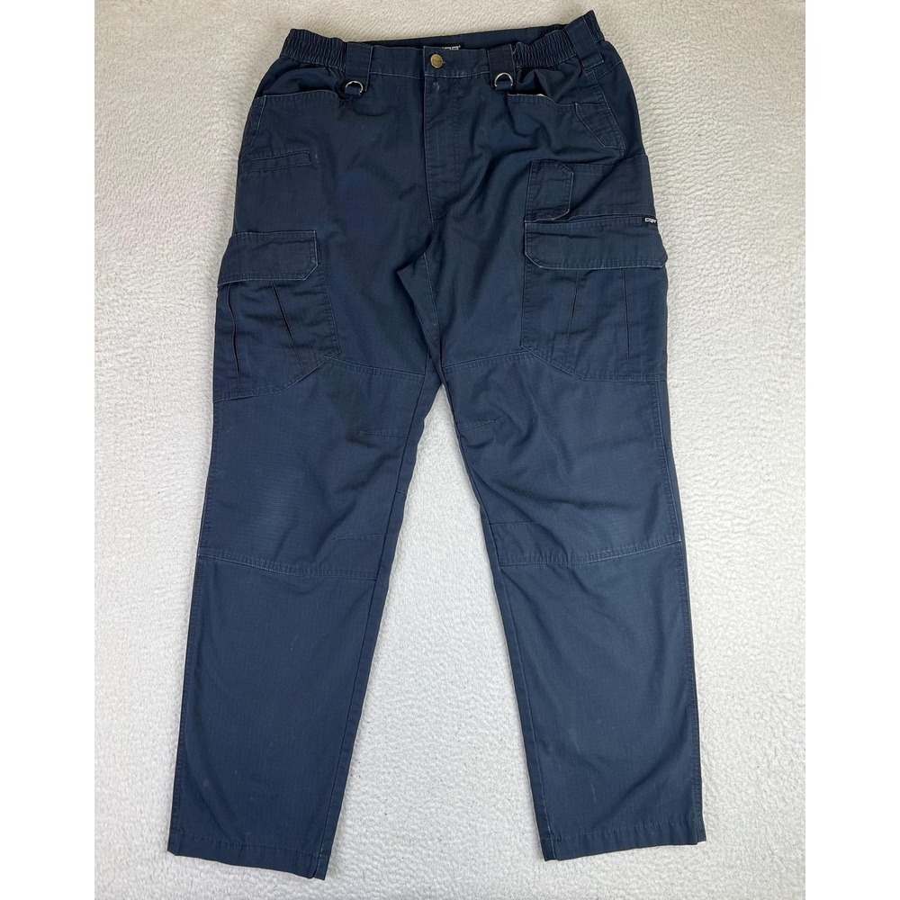 CQR Pants Mens 34x33 Navy Blue Elastic Waist Cargo Ripstop Outdoor TLP120